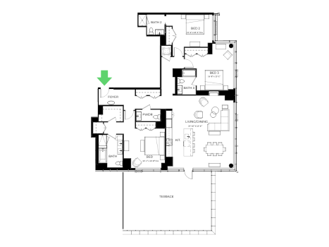 Floor plan for 3 beds, 3.5 baths, 2188 sqft